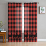 Kalėdinės baltos sniego pasaulio tiulio užuolaidos svetainės dekoravimui &Scaron;iuolaikinės &scaron;ifono permatomos kalėdinės užuolaidos 135W x 114H(cm)