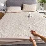 Dygsniuotas vandeniui atsparus čiužinio apsaugas, elastingas paklodė, reljefinis lovos apsauginis padas miegamojo vie&scaron;bučio sustorėjusiam lovos užvalkalui 90x190x30cm