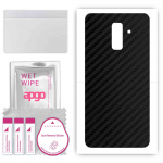 apgo Protective Skin Sticker for the back compatible with Samsung Galaxy A6+ (2018), Wrap Film, Foil, Vinyl - Pattern Carbon Black