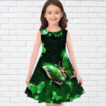 Mergaičių 3D spausdinimo drugelio suknelė su pilnu sijonu be rankovių princesės suknelė su 3D spausdinimu su drugeliais mergaitei 2022 m. vasara