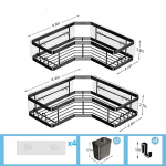 Neperforuojamas 201 nerūdijančio plieno vonios sieninis stovas Carbon Steel Corner 2 Set matinė juoda spalva
