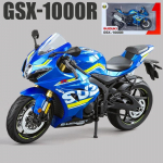 Didelio dydžio 1/9 Suzuki GSX-1000R lydinio lenktyninio motociklo modelis, lietas, gatvės sportinis motociklo modelis, simuliacija, vaiki&scaron;ki žaislai, dovanos mėlyna
