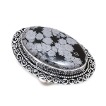 Natural Snowflake Obsidian Gemstone 925 Sterling Silver Jewelry Ring Size 7 o0v41