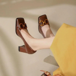 Moteri&scaron;ki Retro odiniai platforminiai pompai Moteri&scaron;ki eleganti&scaron;ki kvadratiniai auk&scaron;takulniai Mary Jane Batai Moteri&scaron;ki batai su metaline sagtimi auk&scaron;takulniai 35