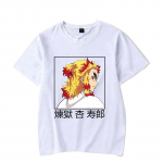 Rengoku Kyoujurou Spaudos Mar&scaron;kinėliai Unisex Laisvi Harajuku Mar&scaron;kinėliai Vir&scaron;ūnės Kasdieniai Trumpomis Rankovėmis Anime Grafiniai Mar&scaron;kinėliai XS balta