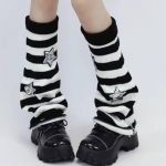 Moteri&scaron;kos gotikos kojų &scaron;ildytuvai gotikinės kojų rankovės Kawaii kuprinės juostelės &scaron;iltos kojinės Cosplay gatvės apranga One Size balta