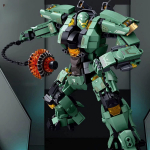 542vnt Green Warrior robotas su grandininiu plaktuku statybiniais blokeliais žaislais, roboto kovos &scaron;arvais, renkantis mokomuosius žaislus(Nėra dėžutės)