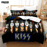 Kiss Grupės Patalynės Komplektas Viengulis Rokas Grupės Antklodės Užvalkalas Dvigulis Karalienės King Dydis Viengulis Dydis Berniukams Suaugusiems Mink&scaron;tas Antklodės Užvalkalų Komplektas Dovana EU Single(135*200cm)3pcs