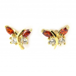 Les Tr&eacute;sors De Lily [M9586] - Boucles Plaqu&eacute; Or 'Papillons de Charme' grenat blanc auksas