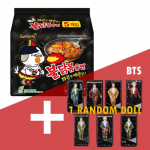 Samyang Buldak vi&scaron;tiena, kepta korėjieti&scaron;ka ramen 5vnt Ramen 5p+ Random BTS Doll