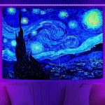 Blacklight Galaxy Moon Gobelenas Trippy Plant Gėlėtas UV Reaktyvus Neonas Mountain Mountain Mi&scaron;ko psichodelinis sienų gobelenas kambario dekoravimui 95x73cm
