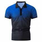 3D skaitmeninio spausdinimo gradiento spalvos trumpų rankovių polo mar&scaron;kinėliai Vyri&scaron;ki laisvalaikio mados 100 % poliesterio golfo polo mar&scaron;kinėlių vir&scaron;ūnės S mėlyna