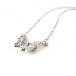 Les Tr&eacute;sors De Lily [I9890] - Collier Argent 'Papillon' blanc argent&eacute; (rhodi&eacute;) - 10x12 mm