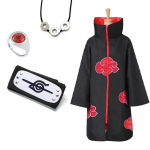 Uchiha Itachi Akatsuki raudonas debesies apsiaustas Anime kostiumas, galvos apdangalas, karoliai Helovino apsiaustas suaugusiam vaikui S