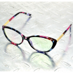Fashion Cateye Blue Flower Auksinio lydinio &scaron;ventykla viso kra&scaron;to optiniai akiniai rėmeliai akiniai akiniai rėmeliai akiniai