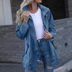 Moteri&scaron;ka striukė su gobtuvu, vandeniui atspariu užtrauktuku Vidutinio ilgio vėjui atspari vandeniui atspari lietpalčio striukė M mėlyna