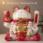 34cm Didelis Keraminis Maneki Neko Papuo&scaron;alas Laimės Katės Statulėlė Mojuojanti Rankyte &Scaron;aukianti Laimę Katė Parduotuvės Įmonės Dekoras Dovana