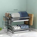 Daugiafunkcinė 1/2 pakopų indų lentyna virtuvės reikmenų laikymo lentynai nusausinti su lazdelėmis / peiliais / pjaustymo lentos laikikliu