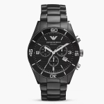 Emporio Armani AR1421 Juodos keramikos chronografas vyri&scaron;kas laikrodis juoda