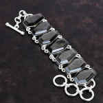 Facetuotas sidabro blizgesio obsidiano apyrankės brangakmenių papuo&scaron;alas 925 prabos sidabro apyrankė reguliuojama grandinėlės apyrankė rankų darbo apyrankė dovanoms Adjustable