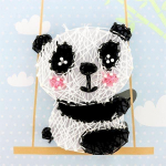 String art - Panda - 21 x 21 cm - Noir et Blanc - D&eacute;coration murale - Design contemporain balta
