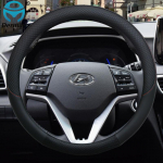 for Hyundai Tucson ix35 2004- 2016 Car Steering Wheel Cover Leather Anti-slip 100% DERMAY Brand Auto Accessories juoda