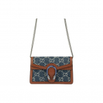 GUCCI Dionysus Tigro Galvos Sagtis Monogramos Logotipas Džinsinis ir Odinis Grandinėlės Peties Krep&scaron;ys Moterims Pilkai Mėlynas su Ruda Basic set bag (bag+dust bag) pilkai mėlyna spalva