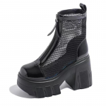 Madingi juodi platforminiai ankle boots moterims, gotikinio stiliaus, su storu padu, kvėpuojantys vasariniai batai moteriai 2024, punk, masyvūs auk&scaron;takulniai ankle boots 34 juoda