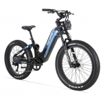Cyrusher Trax 2.0 Mėlynas/Oranžinis/Pilkas 250W Bafang Variklis, 52V 20Ah Baterija, 26x4.0 colio Padangos, 9 Greičių Dvigubos Pakabos Elektrinis Kalnų Dviratis mėlyna