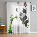 Mielos Baby Panda Tree Bambuko permatomos užuolaidos miegamajam Svetainės tiulio užuolaidos virtuvės langui Voile užuolaidos