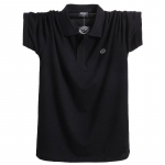 Vasaros vyri&scaron;ki polo mar&scaron;kinėliai trumpomis rankovėmis Firminiai drabužiai grynos medvilnės vyri&scaron;ki laisvalaikio polo mar&scaron;kinėliai M-6XL M juoda