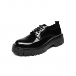 Suvarstomi briti&scaron;ko stiliaus maži odiniai batai, nauji platforminiai retro lakinės odos vyri&scaron;ki batai 20352-R 43 juoda