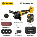MELLWIN M14 125MM Akumuliatorinis kampinis &scaron;lifuoklis, be&scaron;epetėlis, rankinis, poliravimo, medžio apdirbimo elektrinis įrankis, skirtas Makita 18V baterijai 2xBattery-EU Plug