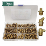 165 dalių žalvarinių tepalinių antgalių rinkinys - M6, M8, M10 derinys su tiesiais ir lenktais aliejaus įpur&scaron;kimo puodeliais 140pcs Brass M6 M8 M10 Grease Nipples Set