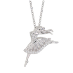 Les Tr&eacute;sors De Lily [Q9398] - Collier Argent artisanal 'Danseuse Etoile' blanc argent&eacute; (rhodi&eacute;) - 25x15 mm