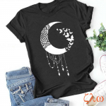 &bdquo;Zavita&ldquo; moteri&scaron;ki mar&scaron;kinėliai &bdquo;Moon Printed&ldquo; laisvalaikio mar&scaron;kinėliai trumpomis rankovėmis, apvaliais kaklu, didelio dydžio S-5XL vasariniai medvilniniai vir&scaron;utiniai drabužiai XXXXXL