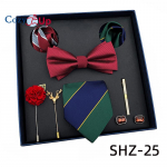 7 vnt. klasikinis vyri&scaron;kų kaklarai&scaron;čių rinkinys Paisley Stripe kaklarai&scaron;tis vyrams Ki&scaron;eninė kvadratinė peteli&scaron;kė sagė rankogaliai Tėvo dienos dovanų dėžutė