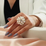 Nauji korėjieti&scaron;ki baltų gėlių žiedai moterims, merginoms, paauksuoti reguliuojami žiedai Anillos vestuvių sužadėtuvių vakarėlio žiedas Valentino dienai 5