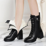 Auk&scaron;tos kokybės juodi moteri&scaron;ki batai Nauji &scaron;ilti &scaron;altai žiemai moteri&scaron;ki odiniai batai neslystantys, atsparūs dilimui trumpi batai