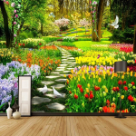 3D gamtos peizažo tapetai, gėlės, žolės takas, svetainės, miegamojo, sienų freskos, dekoras 200 cm(W) x 140 cm(H)