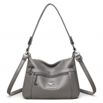 Vintažinė moteri&scaron;ka rankinė ant peties, mink&scaron;tos odos, motinos rankinė, rankinė per petį pilka