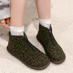 Leopardo spalvos plok&scaron;čiapadžiai moterims Madingi aulinukai Dizainerio užtrauktukai Suede Atsitiktiniai batai 2025 m. tendencija Naujas prekės ženklas Komfortas Gotika Žiemos Botas De Mujer 35 žalia
