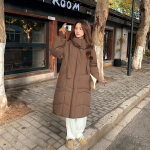 Rudens Žiemos Pa&scaron;iltinta &Scaron;ilta Parka Moterims Kasdieni&scaron;ka Miela Vientisos Spalvos Didelė Ki&scaron;enė Laisvas Gobtuvas Paltai &Scaron;varkai Vir&scaron;utiniai Drabužiai XXL kava