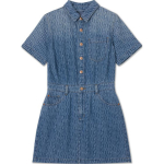 Levis Vintage Džinsinė Suknelė Su Apykakle Ir Spaudiniu, Trumpomis Rankovėmis, Moteri&scaron;ka, Tamsiai Mėlyna 001BV-0000 S