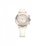Swarovski Octea Chrono serijos laikrodis Kvarcinis mechanizmas Odinis dirželis Baltas ciferblatas Atsparus vandeniui iki 50 metrų Unisex laikrodžiai 5671150 White Dial