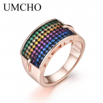 UMCHO Solid 925 Sterling Silver žiedai Spalvingi vaivoryk&scaron;tės brangakmenių žiedai moterims Sužadėtuvių vestuvinis žiedas