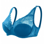 Sexy Back Pull Up kvėpuojanti liemenėlė Underwire Bow Lace Liemenėlė 40/90CD ežero mėlyna spalva