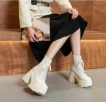 Mada 11cm Sintetiniai Moteri&scaron;ki Dizainerio Tu&scaron;čiaviduriai Iki Kelio Aulinukai Prabangūs Kulno Sandalai Batai Vasaros Kvėpuojantis Tinklelis Užtrauktukas Auk&scaron;tos Klasės Sportbačiai Batai 34 smėlis