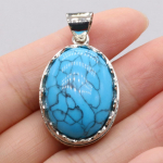 Natūralaus akmens pakabukas Ovalus Rožinis Kvarcas Ametistas Opalas Malachitas Lapis Lazuli Agatas Žalias Aventurinas Pakabukai papuo&scaron;alams Pasidaryk pats karolių priedai 20x30mm