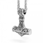 &Scaron;iaurės vikingų nerūdijančio plieno Thor's Hammer Odin Rune pakabukas, karoliai, vyri&scaron;ki papuo&scaron;alai 60CM